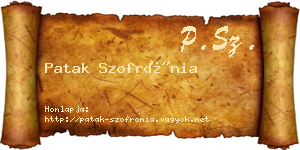 Patak Szofrónia névjegykártya